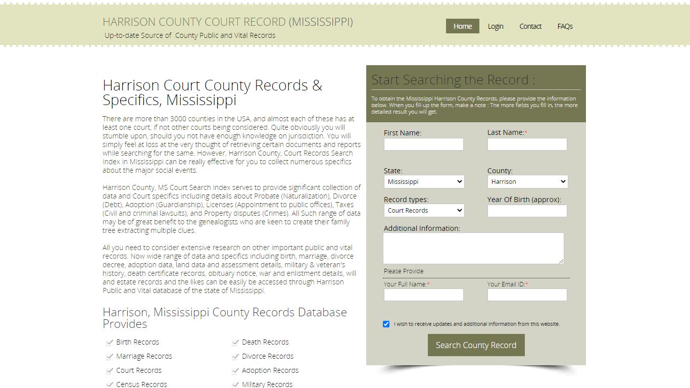 Harrison County, Mississippi Public Court Records Index