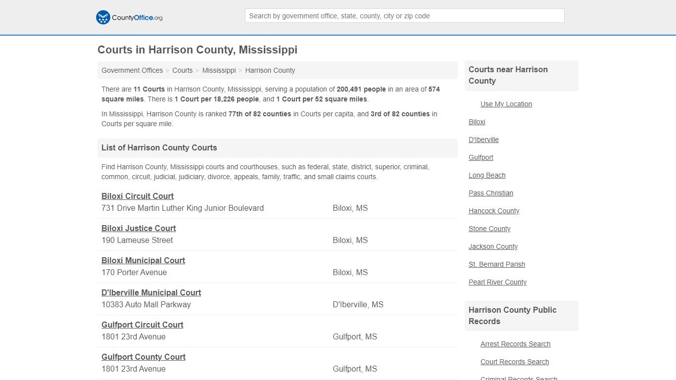 Courts - Harrison County, MS (Court Records & Calendars)